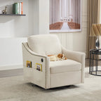 Cream White Modern 30.3 Accent Chair with USB