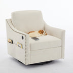 Cream White Modern 30.3 Accent Chair with USB