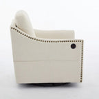 Cream White Modern 30.3 Accent Chair with USB