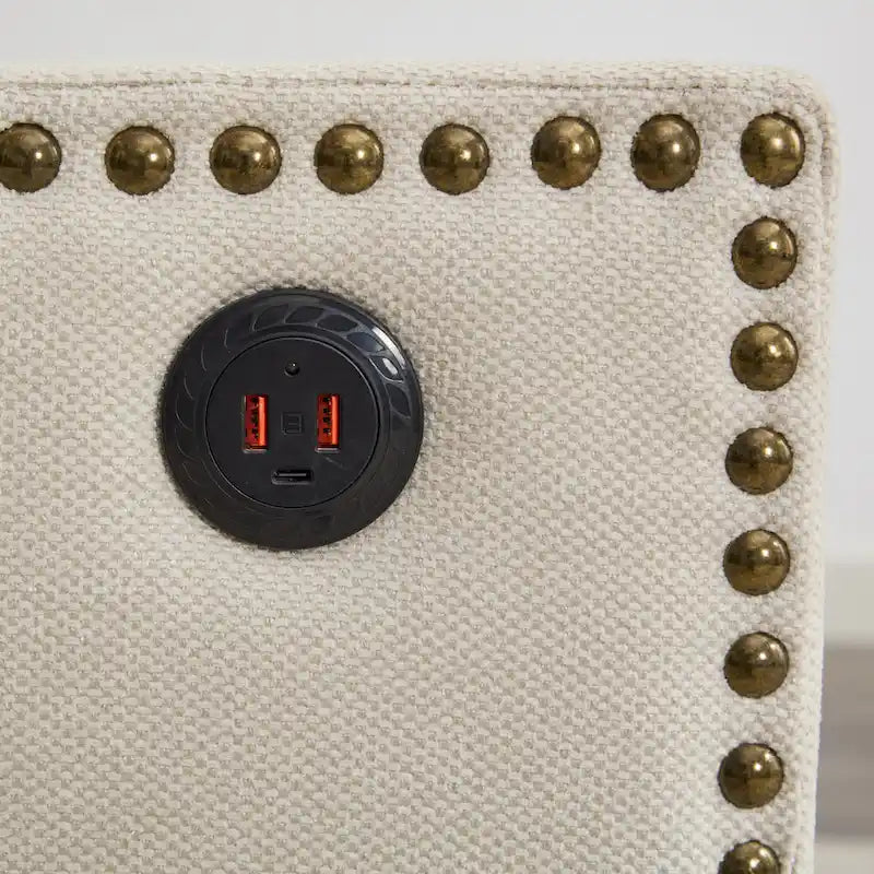 Cream White Modern 30.3 Accent Chair with USB