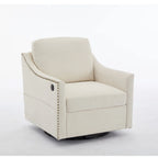 Cream White Modern 30.3 Accent Chair with USB
