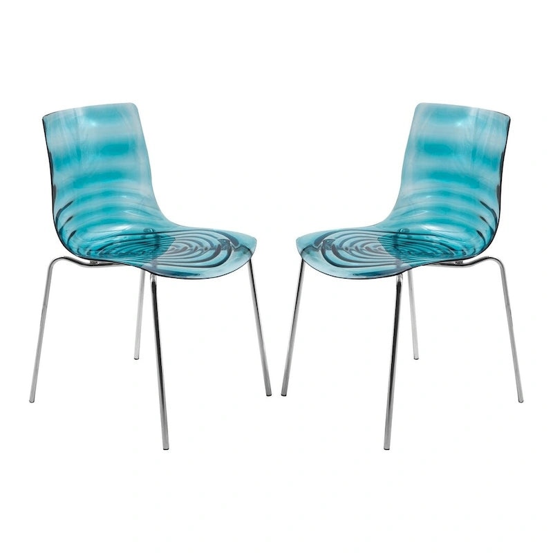 Astor Acrylic Dining Chair with Chrome Legs (Set of 2) Modern Accent Side Chair