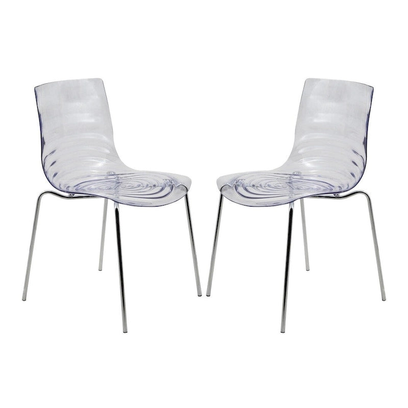 Astor Acrylic Dining Chair with Chrome Legs (Set of 2) Modern Accent Side Chair