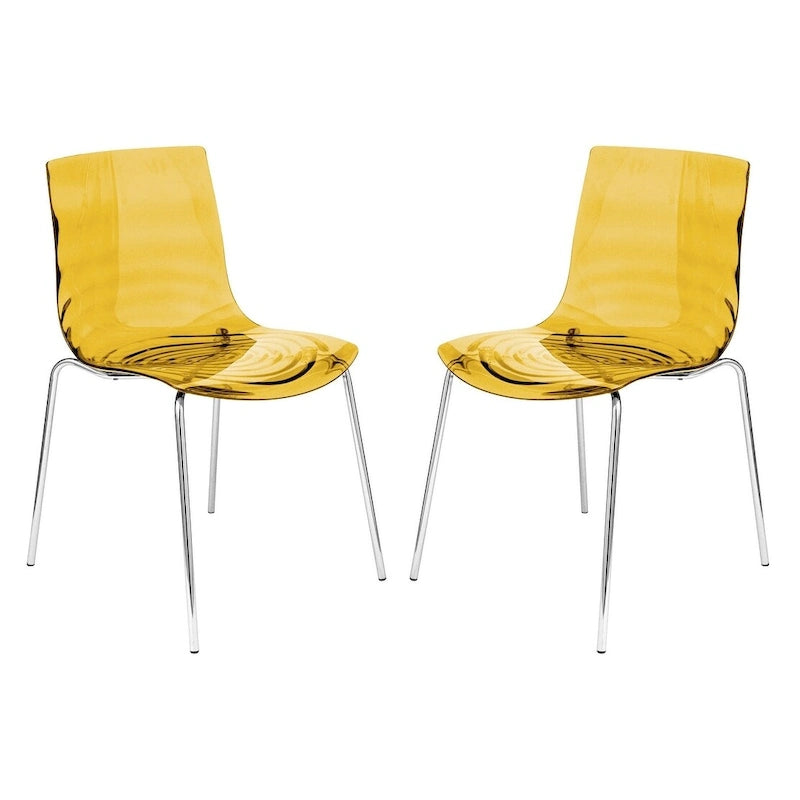 Astor Acrylic Dining Chair with Chrome Legs (Set of 2) Modern Accent Side Chair