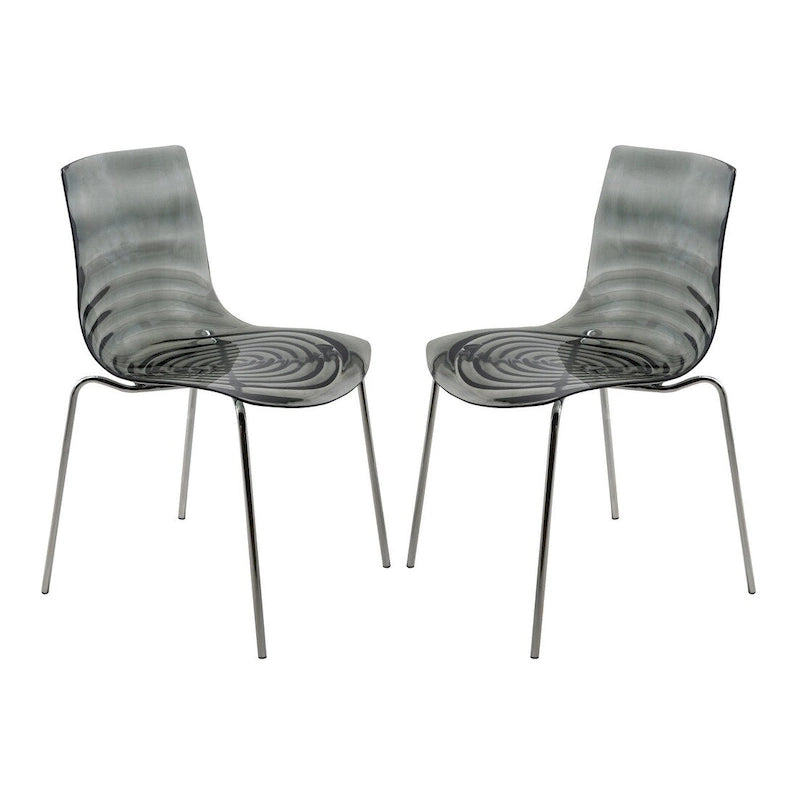 Astor Acrylic Dining Chair with Chrome Legs (Set of 2) Modern Accent Side Chair