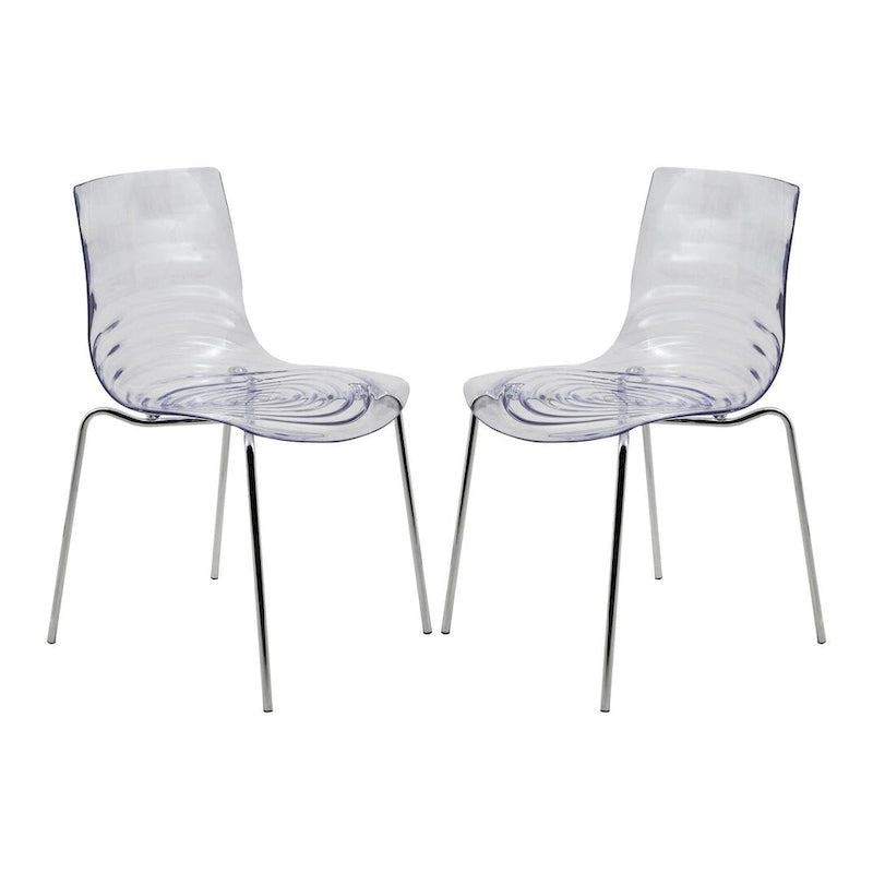 Astor Acrylic Dining Chair with Chrome Legs (Set of 2) Modern Accent Side Chair