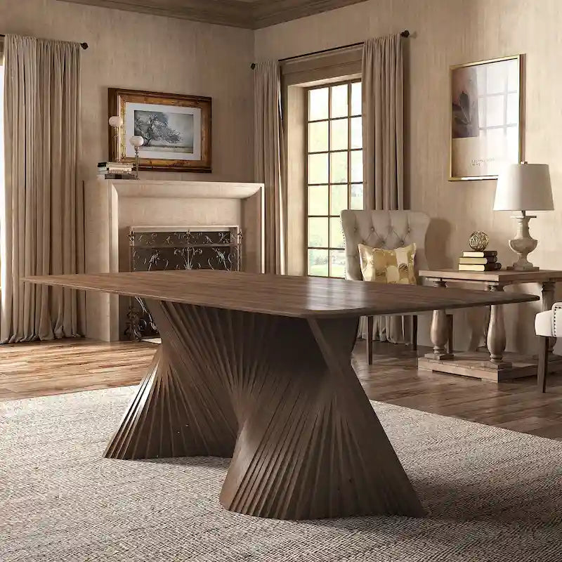 Norvik Wave Base Wood Dining Table