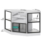 Corner Media Console with Storage Cabinets and LED Light - 47 inches in width