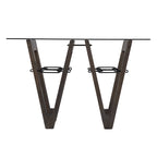 Clear Glass Reclaimed Wood Console Table with Abstract Base - 46 L x 18 W x 29.5 H