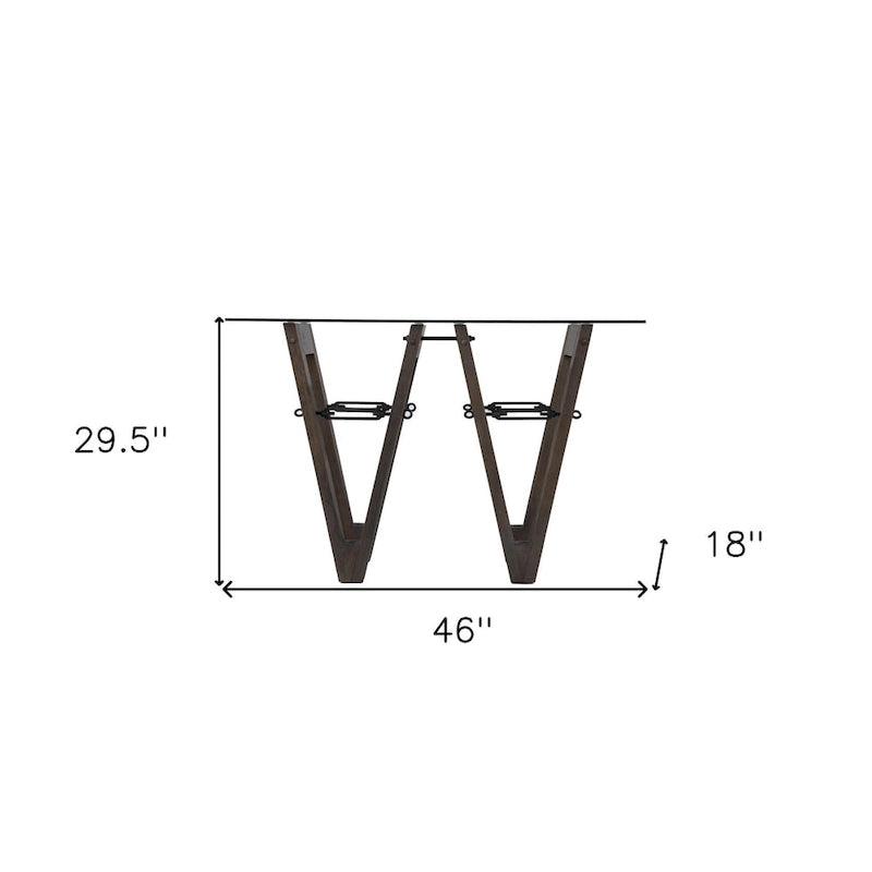 Clear Glass Reclaimed Wood Console Table with Abstract Base - 46 L x 18 W x 29.5 H