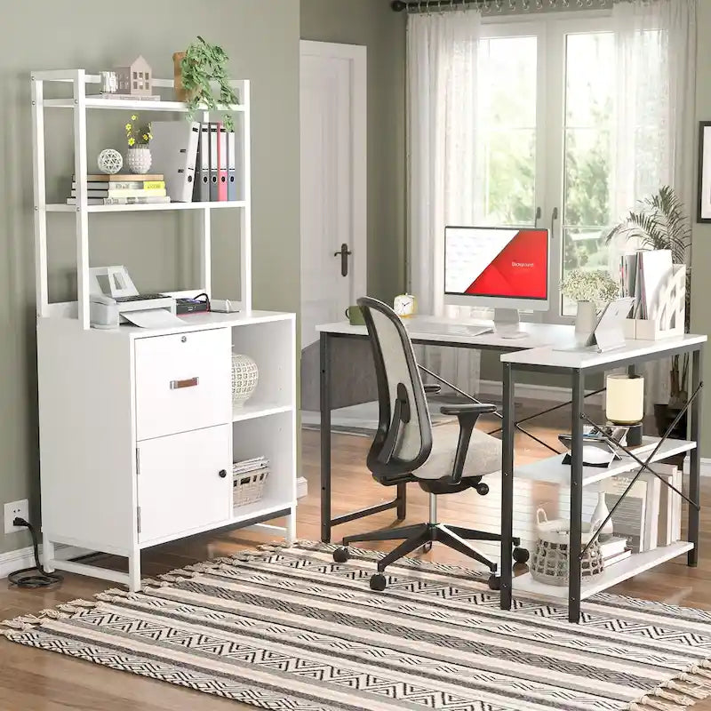 27.6 Wide Drawer File Cabinet, Wood Filing Cabinet With Charging Station and Locks