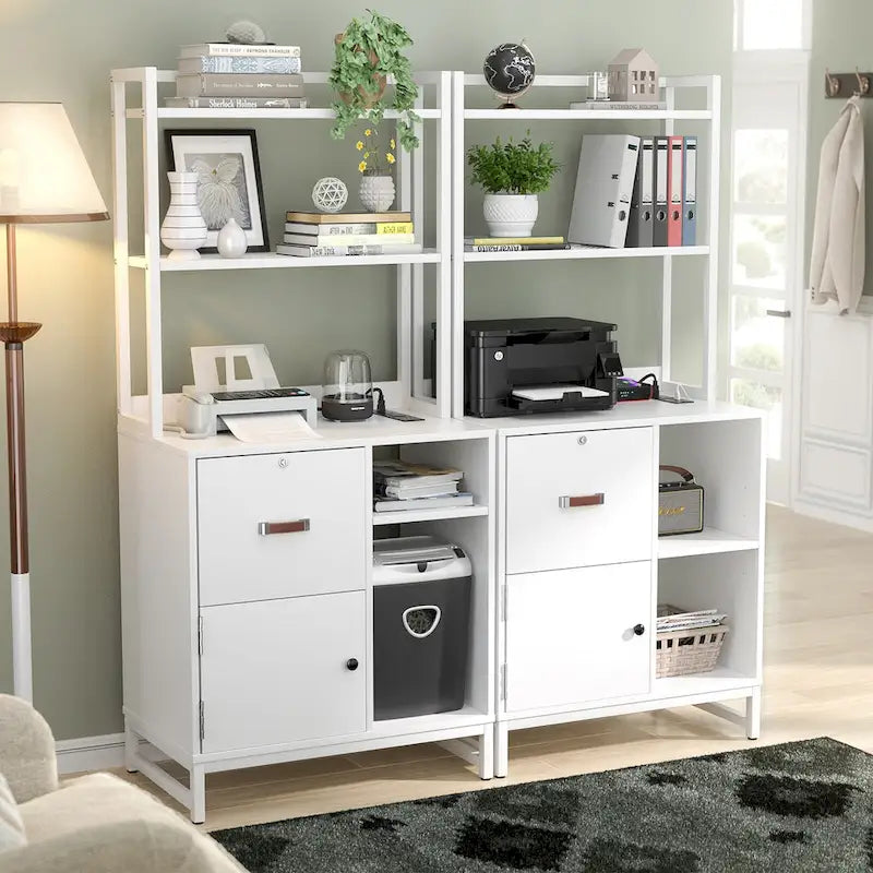 27.6 Wide Drawer File Cabinet, Wood Filing Cabinet With Charging Station and Locks