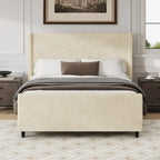 Sturdy and Comfortable Upholstered Bed Frame with Stylish Headboard