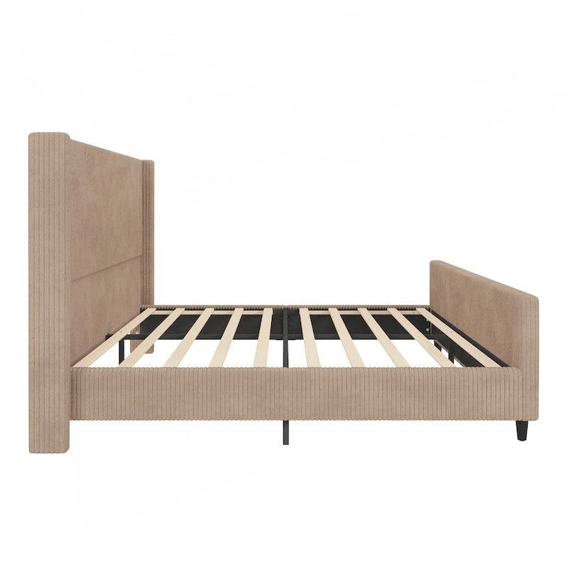 Sturdy and Comfortable Upholstered Bed Frame with Stylish Headboard