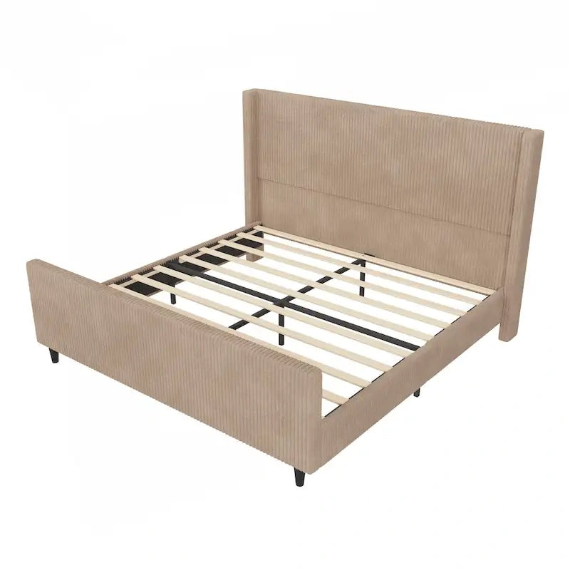 Sturdy and Comfortable Upholstered Bed Frame with Stylish Headboard