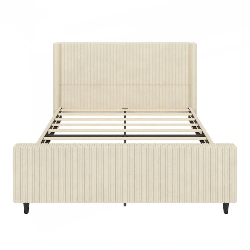 Sturdy and Comfortable Upholstered Bed Frame with Stylish Headboard