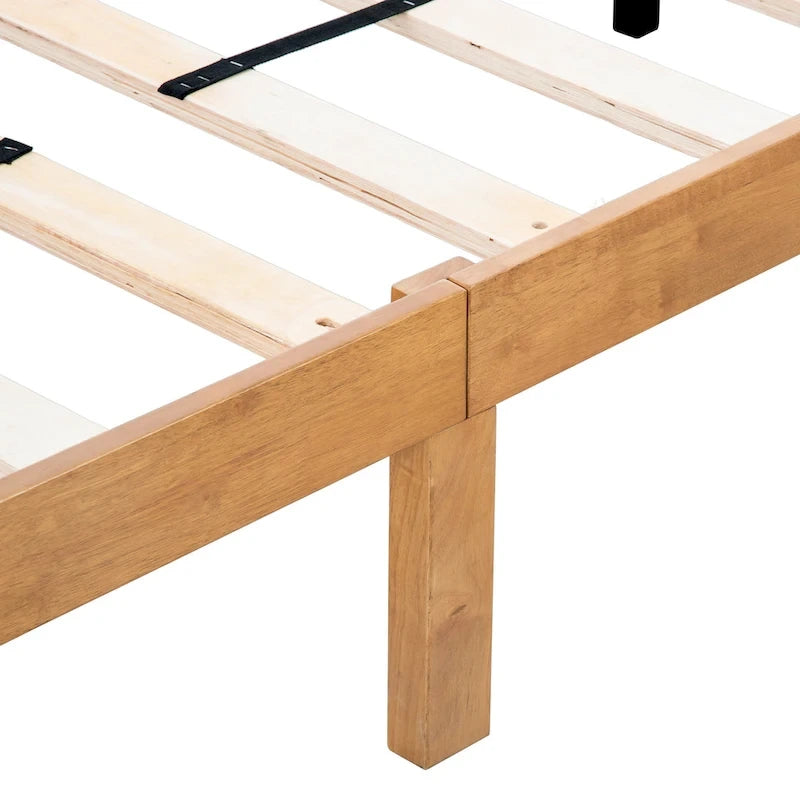 Queen Size Wooden Platform Bed with Strong Wood Slat Support for Bedroom