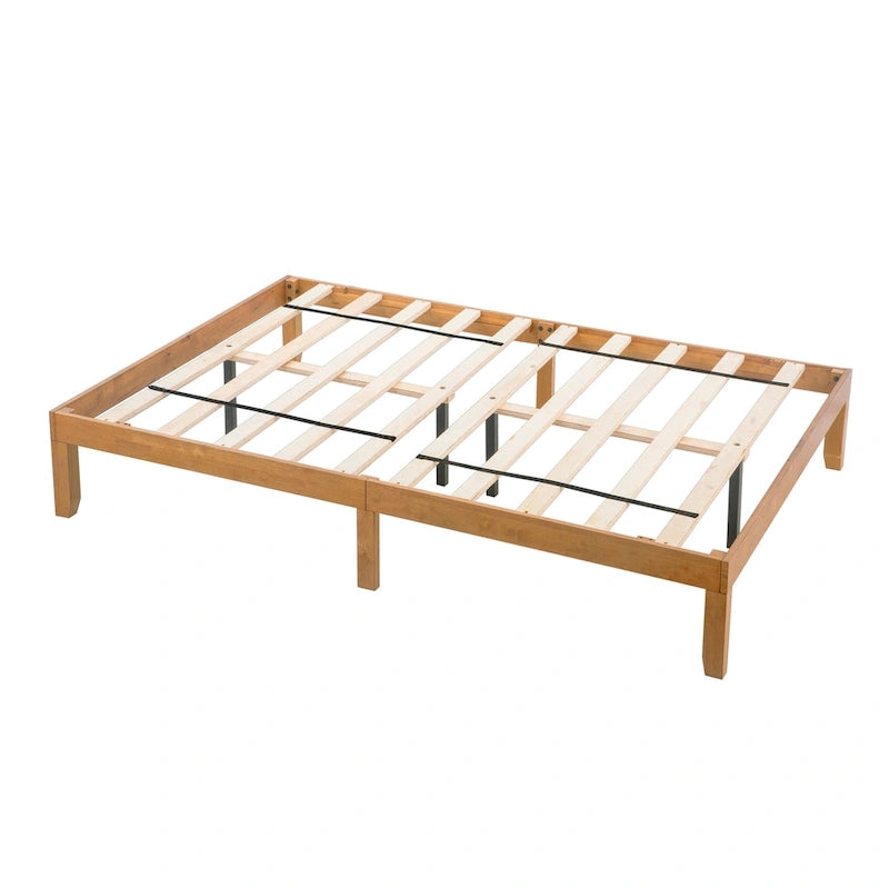 Queen Size Wooden Platform Bed with Strong Wood Slat Support for Bedroom