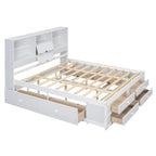 Modern Wooden Platform Bed with Storage Headboard and 8 Drawers for Bedroom