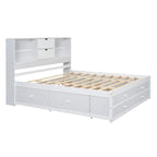 Modern Wooden Platform Bed with Storage Headboard and 8 Drawers for Bedroom