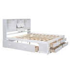 Modern Wooden Platform Bed with Storage Headboard and 8 Drawers for Bedroom