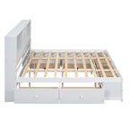 Modern Wooden Platform Bed with Storage Headboard and 8 Drawers for Bedroom
