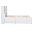 Modern Wooden Platform Bed with Storage Headboard and 8 Drawers for Bedroom