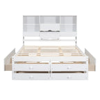 Modern Wooden Platform Bed with Storage Headboard and 8 Drawers for Bedroom