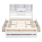 Modern Wooden Platform Bed with Storage Headboard and 8 Drawers for Bedroom