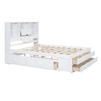 Modern Wooden Platform Bed with Storage Headboard and 8 Drawers for Bedroom