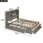 Modern Wooden Platform Bed with Storage Headboard and 8 Drawers for Bedroom
