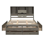 Modern Wooden Platform Bed with Storage Headboard and 8 Drawers for Bedroom