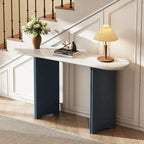 53.9 Console Table with Faux Marble Top & Wood Base