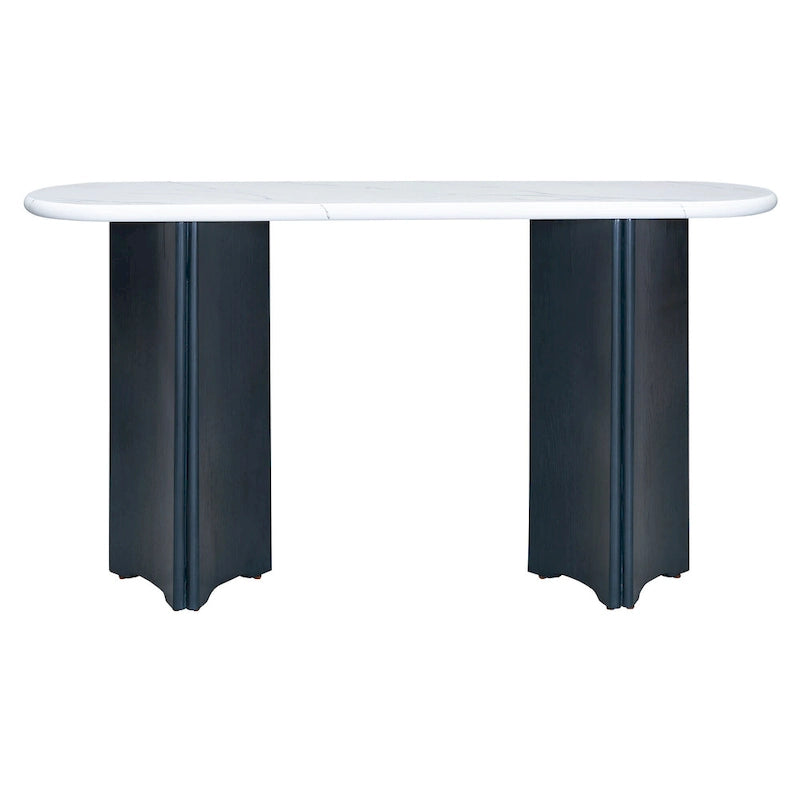 53.9 Console Table with Faux Marble Top & Wood Base