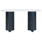 53.9 Console Table with Faux Marble Top & Wood Base