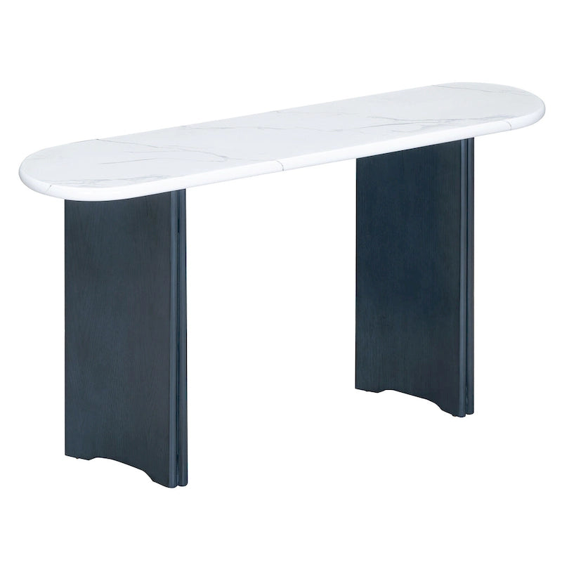 53.9 Console Table with Faux Marble Top & Wood Base