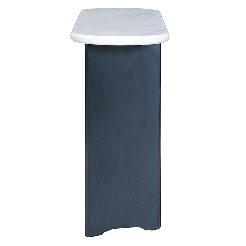 53.9 Console Table with Faux Marble Top & Wood Base
