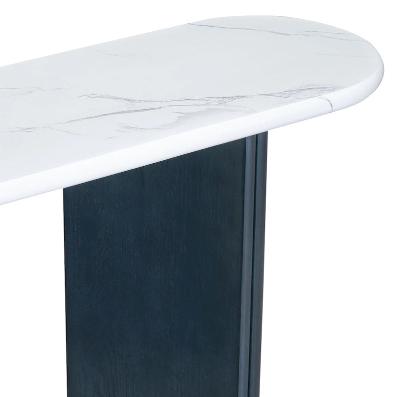 53.9 Console Table with Faux Marble Top & Wood Base