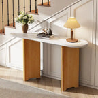 53.9 Console Table with Faux Marble Top & Wood Base