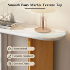 53.9 Console Table with Faux Marble Top & Wood Base