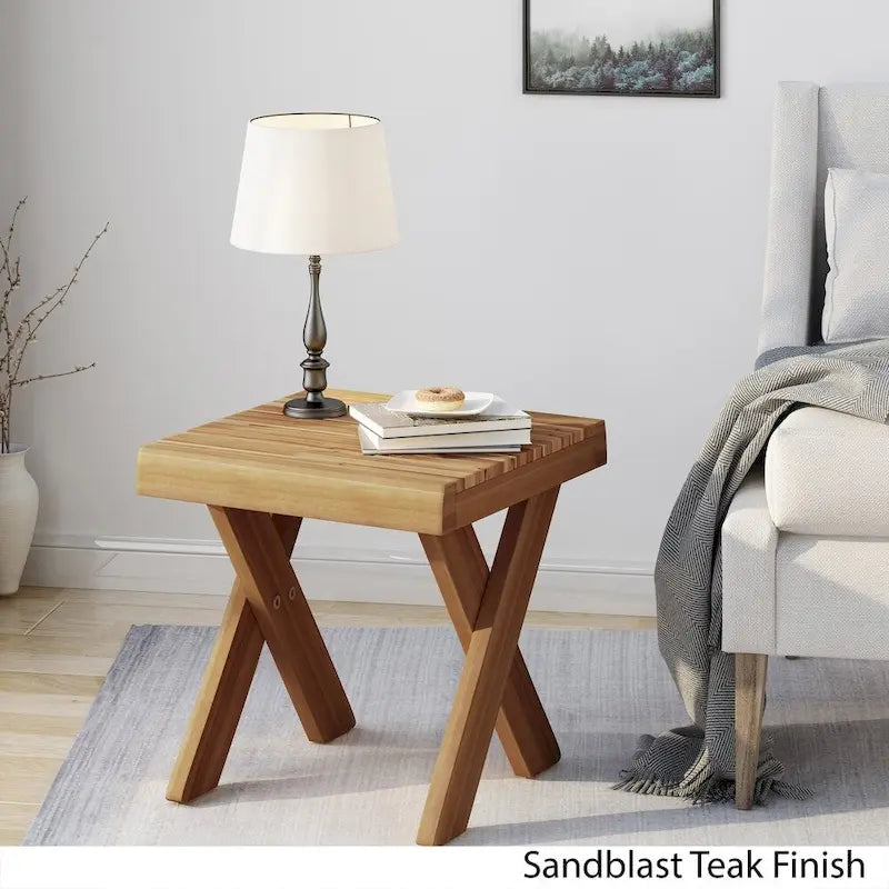 Esmeralda Farmhouse Acacia Wood Side Table