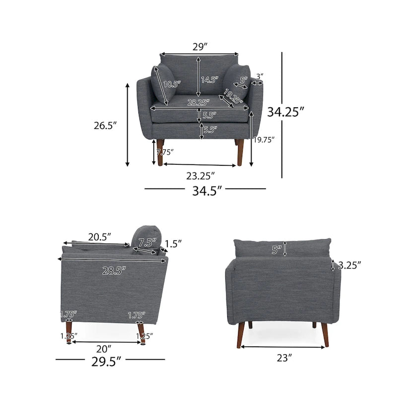 Gould Upholstered Club Chair with Accent Pillows