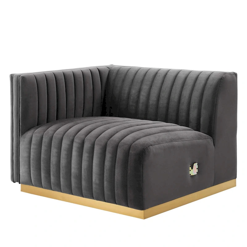 Conjure Channel Tufted Performance Velvet Left-Arm Chair