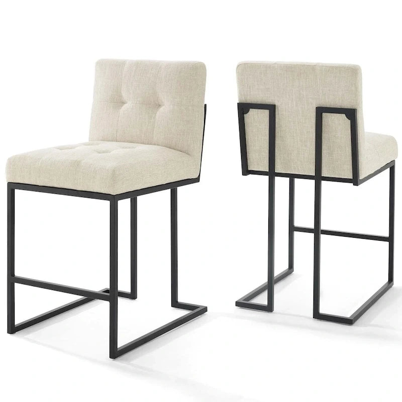 Kampbo Black Stainless Steel Upholstered Counter Stool (Set of 2) - N/A