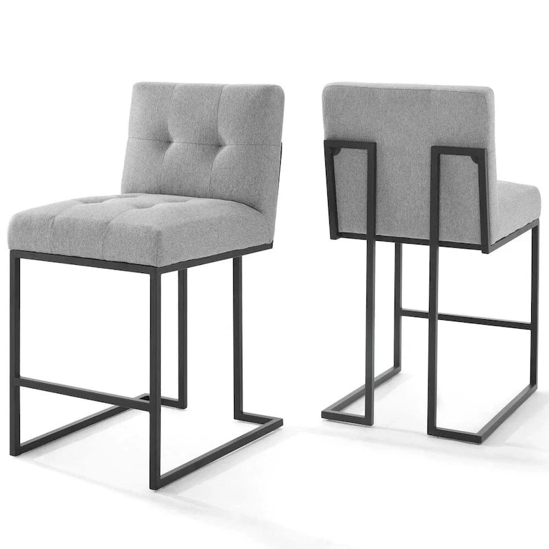 Kampbo Black Stainless Steel Upholstered Counter Stool (Set of 2) - N/A