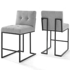 Kampbo Black Stainless Steel Upholstered Counter Stool (Set of 2) - N/A