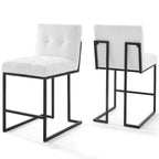 Kampbo Black Stainless Steel Upholstered Counter Stool (Set of 2) - N/A