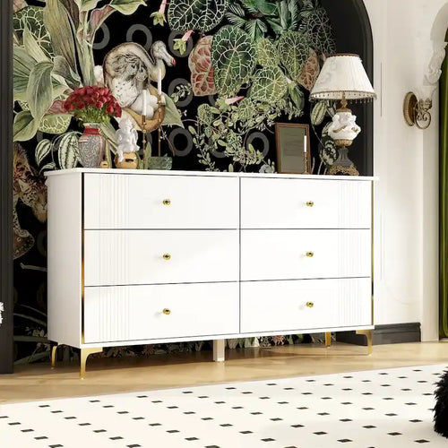 6 Drawer Dresser Modern White Dresser Chest Wood Storage Chest