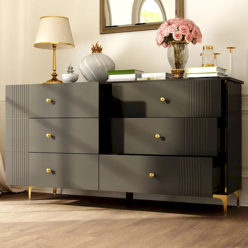 6 Drawer Dresser Modern White Dresser Chest Wood Storage Chest