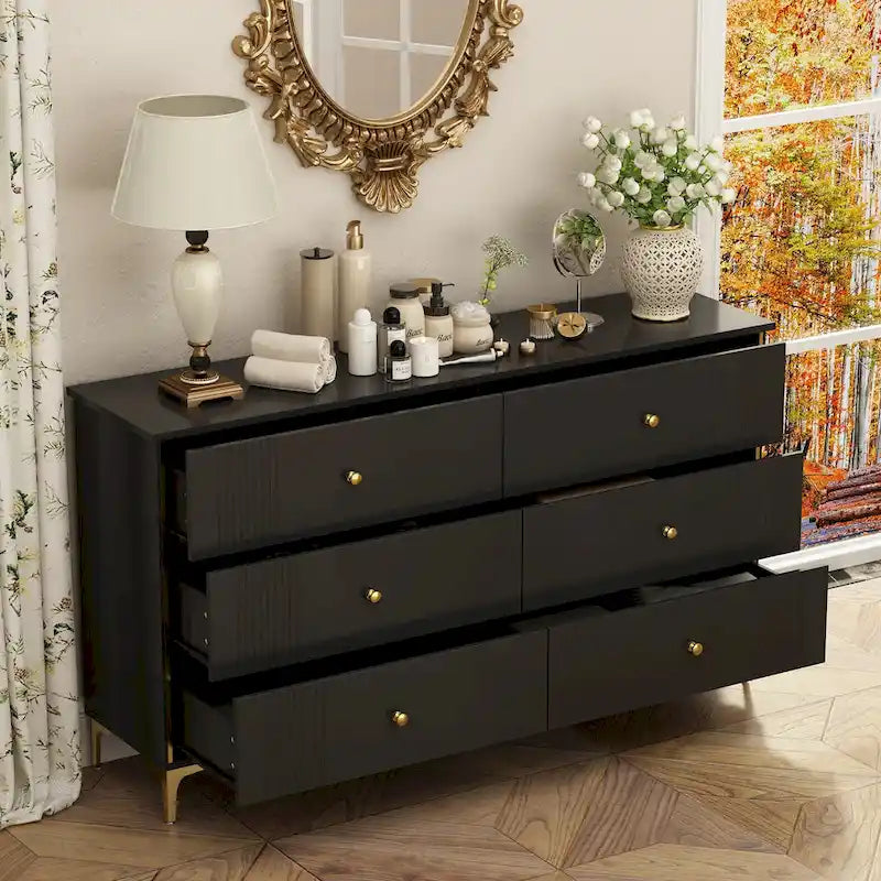 6 Drawer Dresser Modern White Dresser Chest Wood Storage Chest